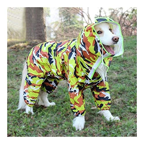 Pet großer Hunderegenmantel im Freien wasserdichte Kleidung mit Kapuze Overall-Mantel for kleine Große Hunde-Regen-Mantel Pet Supplies (Color : Camouflage, Size : 26) von LOOEST