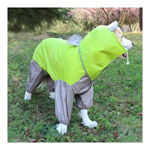 Pet großer Hunderegenmantel im Freien wasserdichte Kleidung mit Kapuze Overall-Mantel for kleine Große Hunde-Regen-Mantel Pet Supplies (Color : Green, Size : 18) von LOOEST