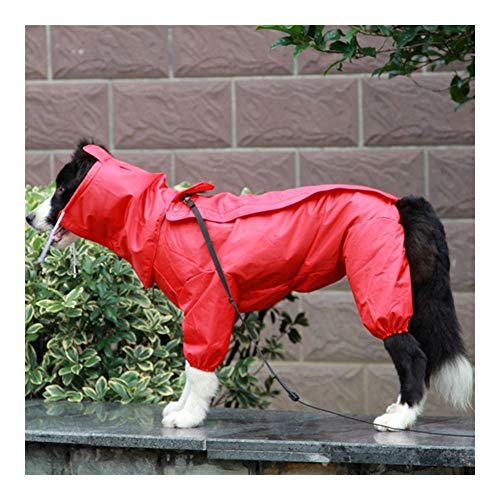 Pet großer Hunderegenmantel im Freien wasserdichte Kleidung mit Kapuze Overall-Mantel for kleine Große Hunde-Regen-Mantel Pet Supplies (Color : Red, Size : 20) von LOOEST