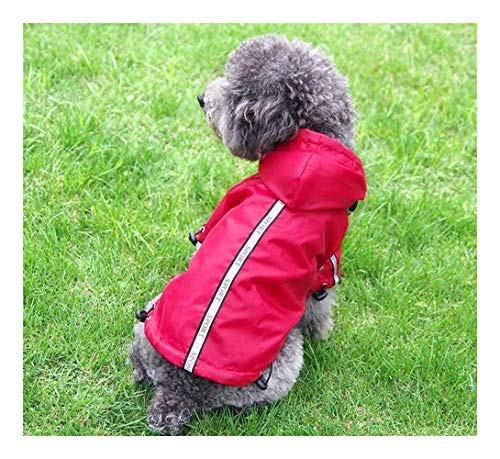 Raincoat for Haustiere Katze Hunderegenmantel Jacke Reflective Fleece Liner Warm Kapuze Kordelzug Hundekleidung Pet Supplies (Color : Red, Size : 3XL) von LOOEST