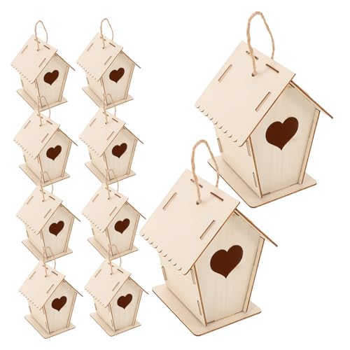 LOORGVEL 12 Stück Teiliges DIY Vogelhaus Bausatz für Natürlichem zum Bemalen und Basteln Einfach Zusammenzubauen Hängende Vogelhäuser für Garten und Innenraumdekoration Fördert Kreativität von LOORGVEL