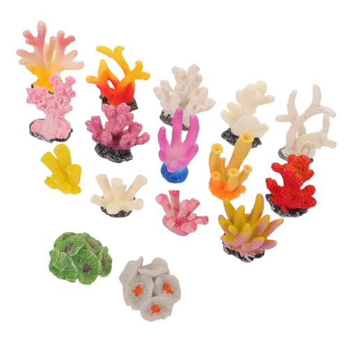 LOORGVEL 16 Stück Mini Dekoration Für Aquarien Künstliche Korallenpflanze Aquarium Korallendekor Aquariumzubehör Korallendekor Für Zuhause Mini Harz Marine Miniatur von LOORGVEL