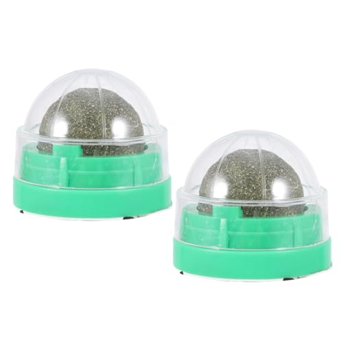 LOORGVEL 2 STÜCK Drehbare Katzensnacks Mintball mit Katzenminze Natürliche Zahnpflege Verdauungshilfe Katzenleckerlis für Katzen Haustierspielzeug Grün von LOORGVEL