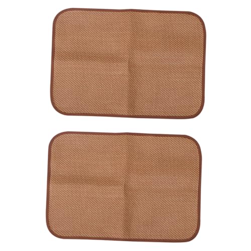 LOORGVEL 2 STÜCK Hundematte aus Rattan und Langlebige Beißfeste Sommermatte für Hundehütten Kühlende Haustierbettauflage in Kaffee für Kleine und Mittlere Hunde von LOORGVEL