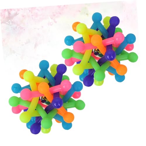 LOORGVEL 2 Stück Hundespielzeug Kleine Gummibälle mit Glocke Bunte Hohlkugel Kauspielzeug zur Zahnpflege und Beschäftigung für Welpen und Hunde zur Vermeidung von Zerstörung im Haushalt von LOORGVEL