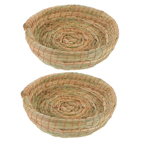 LOORGVEL 2 Stück Kleintier Nest aus Natürlichem Handgewebtem Gras für Kaninchen und Hamster Atmungsaktive Warme Schlafunterlage Komfortabler Rückzugsort für Kleine Haustiere Wie von LOORGVEL