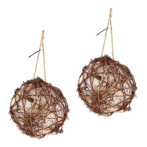 LOORGVEL 2 Stück Nistmaterial für Wildvögel Outdoor für Papageien Hängende Bissspielzeuge Baumwollfüllung für Garten Dekorieren von LOORGVEL