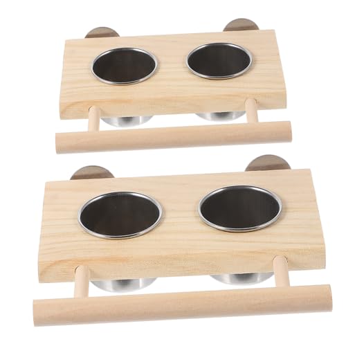 LOORGVEL 2 Stück Parrot Food Bowl aus Edelstahl mit Holzständer Teiliges Klein Groß Langlebige Futter und Wasserschalen für Papageien und Kleine Vögel Leicht zu Reinigen und Robust LOORGVEL 2 Stück Parrot Food Bowl aus Edelstahl mit Holzständer Teiliges Klein Groß Langlebige Futter und Wasserschalen für Papageien und Kleine Vögel Leicht zu Reinigen und Robust von LOORGVEL