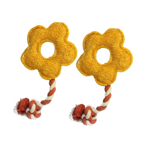LOORGVEL 2 Stück Teiliges Blumenförmiges Pet Kauspielzeug aus Luffa für Hunde Katzen Sicheres Beißen und Interaktives Training Strapazierfähiges Zahnpflege Aggressive Kauer Zufällige Farbe von LOORGVEL