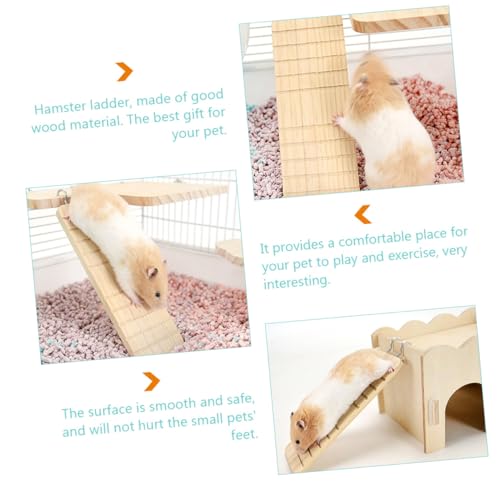 LOORGVEL 2 Stück Teiliges Hamster Kletterleiter aus Hochwertigem Holz Kaubeständig und Glatt Sichere Plattform für Kleintiere Installieren für Hamster und Mäuse im Käfig von LOORGVEL