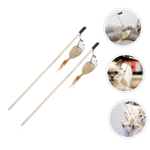 LOORGVEL 2 Stück Teiliges Interaktives Katzenspielzeug mit Sprungfeder und Glocke Spielerische Stoffmaus Katzenangel für Kätzchen Fördert Bewegung und Beschäftigung bei Hauskatzen von LOORGVEL