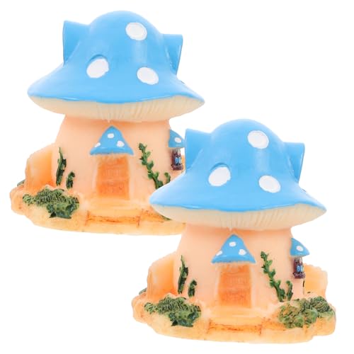 LOORGVEL 2 Stück Teiliges Miniatur Pilzhaus Dekoration aus Harz Natürliche Simulation Langlebig und Deformationsbeständig Vielseitig für Reptilienbox Pflanzentopf und Feengarten Draußen von LOORGVEL