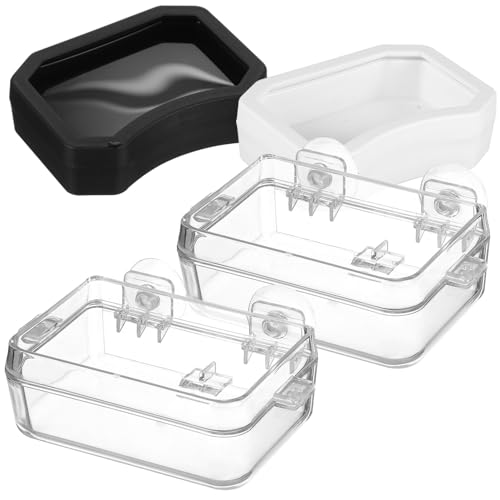 LOORGVEL 2 Stück Teiliges Reptilien Futter Wassernapf aus Lebensmittelechtem Abs Transparente Fressschale mit Starkem Saugnapf Geeignet für Chamäleons Geckos Echsen und Schlangen Sicher von LOORGVEL