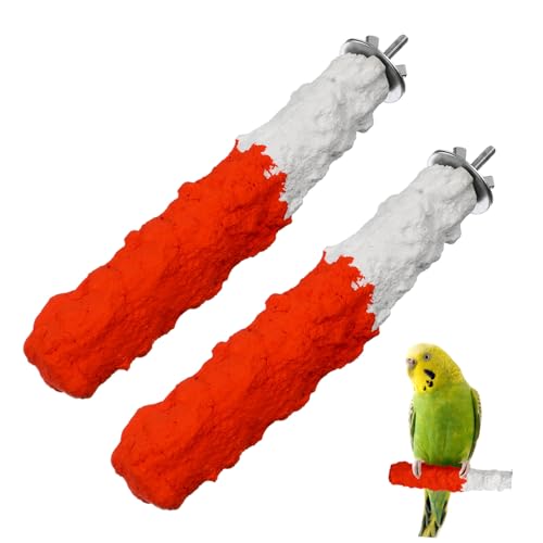 LOORGVEL 2 Stück Vogel Sitzstangen aus Hochkalzifiziertem Sepianknochen Essbare Papagei Sitzstange für Beschäftigung Kralle Pflege und Ruhe Langlebiges Vogelspielzeug für Käfige und von LOORGVEL