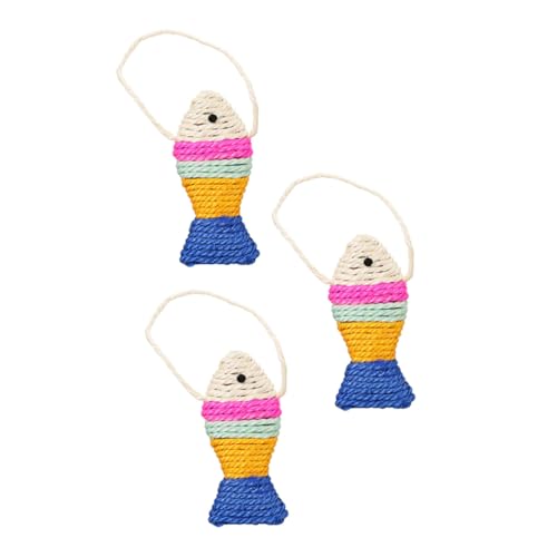 LOORGVEL 3 STÜCKE Teiliges Sisal Kratzspielzeug für Katzen Fischform Langlebig Krallenschleifer Interaktives Katzenspielzeug zur Krallenpflege und Beschäftigung für Zufällige Farbe von LOORGVEL