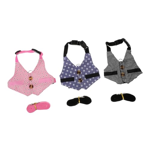 LOORGVEL 3 Sätze Kaninchen Geschirr und Leine Atmungsaktive Kleine Haustierweste Komfortables Langlebiges Hasengeschirr für Kaninchen und Katzen Stilvolle Outdoor Hundebekleidung von LOORGVEL