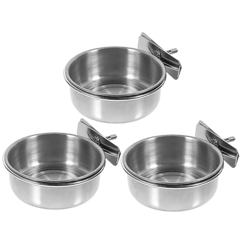 LOORGVEL 3 Stück Teiliges Edelstahl Vogelfutterhalter Stabiler Futterbecher zum Einhängen in Vogelkäfig Multifunktionale Futterschale für Papageien Kaninchen Hamster Einfache Reinigung und von LOORGVEL