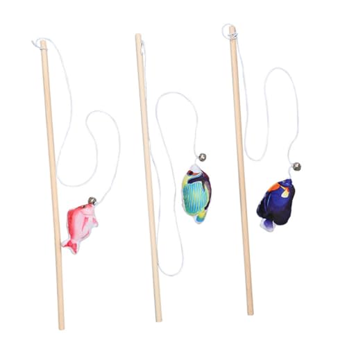 LOORGVEL 3 Stück Teiliges Katzenminze Katzenspielzeug Interaktive Beißresistente Spielstäbe mit Glöckchen Tragbare Katzenspielzeuge für Kätzchen zur Aktivierung Natürlicher Zufällige Farbe von LOORGVEL