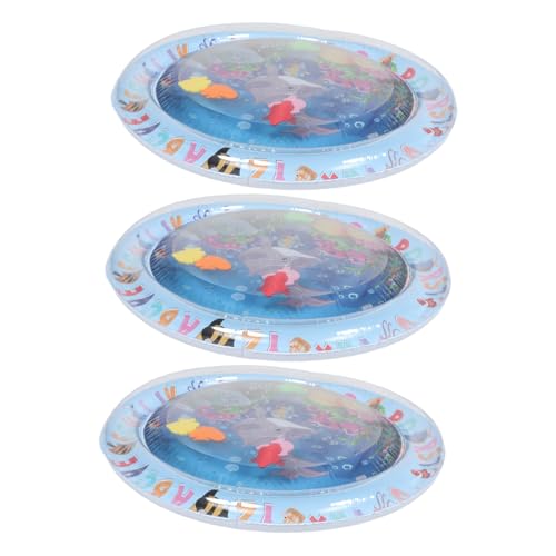 LOORGVEL 3 Stücke Verdickte Sensorische Wassermatte für Katzen Runde rutschfeste Indoor-Spielmatte mit Meeresmotiv und Schwimmenden Fischen Kühlendes Wasserbett für Katzen und Kätzchen von LOORGVEL
