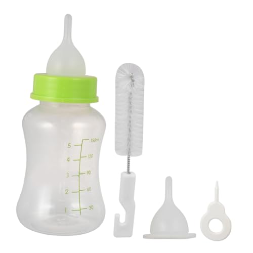 LOORGVEL 4 Stück Silikon Welpen Fütterungsflasche mit Breiter Öffnung und Ersatznippeln Langlebiges Haustier Futterset Sicher und Leicht zu Reinigen für Welpen und Kleine Zufällige Farbe von LOORGVEL