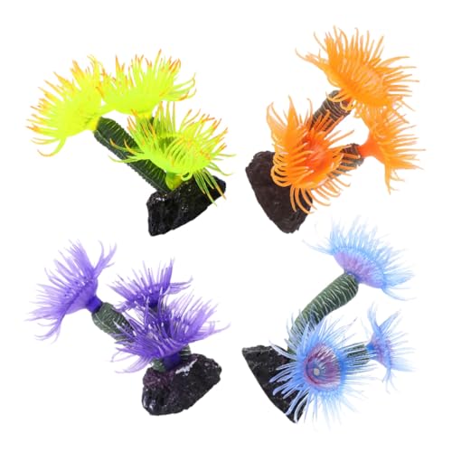 LOORGVEL 4 Stück Teiliges Aquarium Deko aus Realistischem Harz Farbige Künstliche Korallenornamente für Fischbecken Widerstandsfähig Pflegeleicht Bringt Ozeanisches Flair Aquarium von LOORGVEL