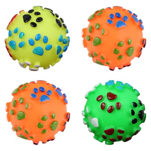LOORGVEL 4 Stück Teiliges Beißfestes Hundespielzeug Langlebige Kauspielzeuge mit Quietschfunktion Geeignet für Kleine bis Große Hunde Fördert Zahnpflege und Spielerische Zufällige Farbe von LOORGVEL