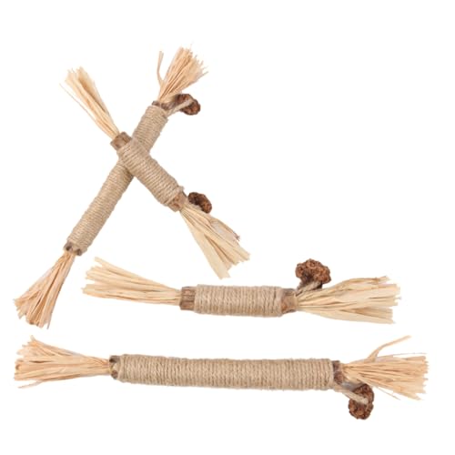 LOORGVEL 4 Stück Teiliges Holz Katzenkauspielzeug mit Natürlicher Katzenminze Langlebige Kauspielsticks zur Zahnpflege und Stressreduktion für Indoor Kätzchen Interaktives Katzenspielzeug von LOORGVEL