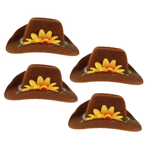 LOORGVEL 4 Stücke Teiliges Mini Cowboy Hut für Kleine Haustiere Verstellbare Filz Haube mit Floralem Design Leichter Westernhut für Hamster Hühner Schlangen und Kleine Tiere für Kostümfeste LOORGVEL 4 Stücke Teiliges Mini Cowboy Hut für Kleine Haustiere Verstellbare Filz Haube mit Floralem Design Leichter Westernhut für Hamster Hühner Schlangen und Kleine Tiere für Kostümfeste von LOORGVEL
