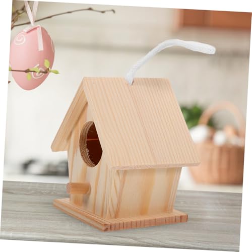 LOORGVEL 5 Stück Teiliges Mini Holz Vogelhaus Anhänger Künstliches Vogelnest Deko für Garten Balkon Wetterfestes Holz Vogelhaus Ornament für Party und Heimdekoration Zufällige Farbe von LOORGVEL