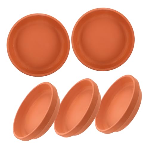 LOORGVEL 5 Stück Teiliges Terracotta Pflanzteller Runde Untersetzer mit Ablaufloch für Pflanzen als Wasserfänger für und Außenbereich von LOORGVEL