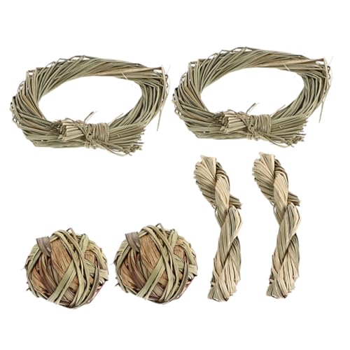 LOORGVEL 6 Stück Teiliges Grassgeflecht Kauspielzeug für Kaninchen und Kleintiere Zahnreinigend Langlebig und Geruchsfrei Fördert Aktives Kauen und Stressfreies im Käfig von LOORGVEL