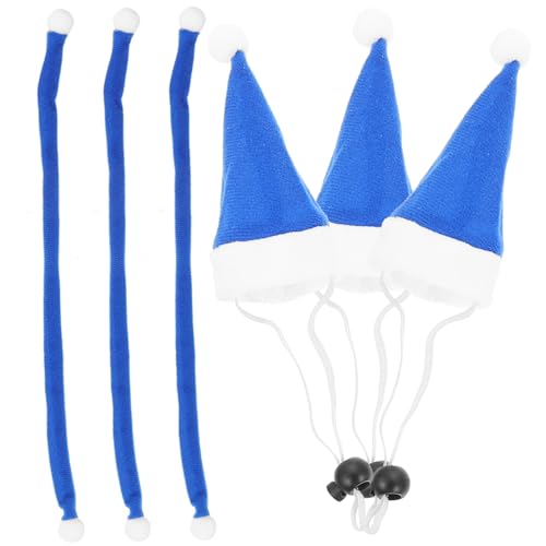 LOORGVEL 6 Stück Teiliges Weihnachts Hundekostüm mit Elastischen Santa Mützen und Blauen Schals Atmungsaktive Xmas Haustier Deko für Party Alltag und Festliche Anlässe von LOORGVEL