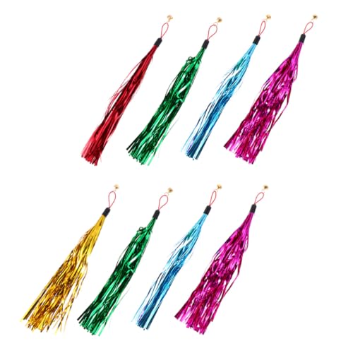 LOORGVEL 8 Stück Teiliges Ersatzset Katzenangel Köpfe mit Glocken Interaktives Katzenspielzeug Nachfüllpack Bunte Tasselköpfe zur Katzenbeschäftigung und Zufällige Farbe von LOORGVEL