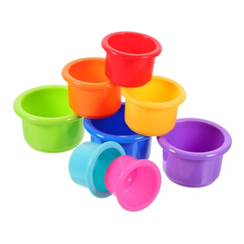 LOORGVEL 8 Stück Teiliges Kaninchen Bunte Stapelbare Plastikbecher mit Versteckfunktion für Tierfutter Beschäftigungsspielzeug für Hasen zur Mentalen und Physischen Wiederverwendbar von LOORGVEL