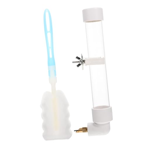 LOORGVEL Automatischer Vogelkäfig Wasserspender Weiß Langlebiger Sicherer Plastiktränkehalter für Kleine bis Mittelgroße Vögel Einfach zu Reinigen mit Bürste für Käfighalterung von LOORGVEL