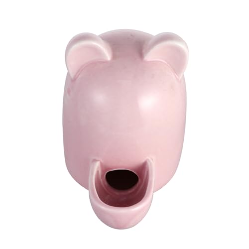 LOORGVEL Automatischer Wasserspender und Futterautomat für Kleine Haustiere mit Katzenohren Keramiknapf Selbstnachfüllend für Hamster Kaninchen Kleine Katzen Rot von LOORGVEL