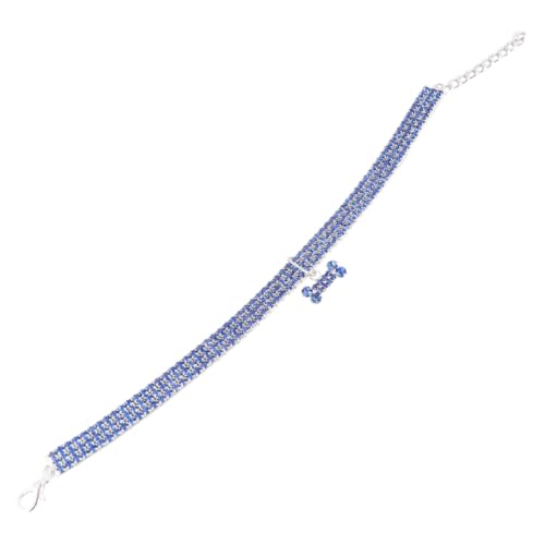 LOORGVEL Blaues Verstellbares Hundehalsband mit Funkelnden Strasssteinen Design Langlebiges Material Modisches Accessoire für Kleine und Mittelgroße Haustiere Komfortabler Sitz durch von LOORGVEL