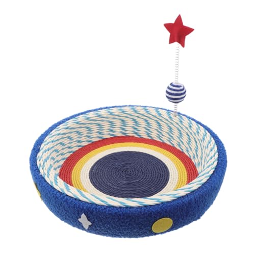 LOORGVEL Cat Scratcher Bed mit Sternenmuster Kratzfestes Sisal Katzenbett Rundes Kratzbrett für Kleine Katzen bis Schützendes Katzenmöbel Kratzresistente Katzenlounge für Innenräume von LOORGVEL
