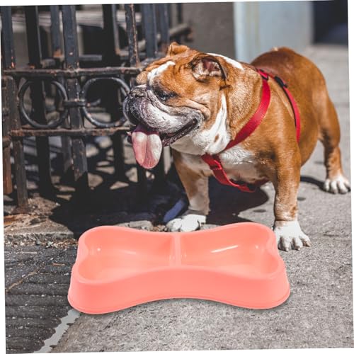 LOORGVEL Doppelnapf Hund und Katze Knochenform aus Bpa Freiem Kunststoff Großer Napf für Wasser und Futter Leicht zu Reinigen Glatte Oberfläche Praktisches Design für Welpen und Katzen von LOORGVEL