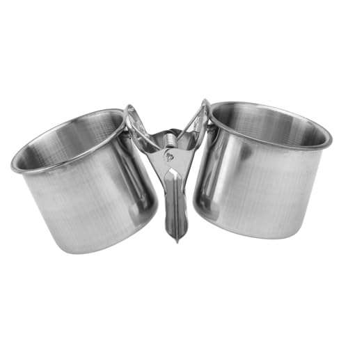 LOORGVEL Edelstahl -Futter -Tasse Wasserbecher Fütterung Jay Futterspender Tassen Füttern Rostfrei Vogelheizstich Vogelfutter Schüsseln Vögel Drinnen Essen Vogelfütterer Silber von LOORGVEL