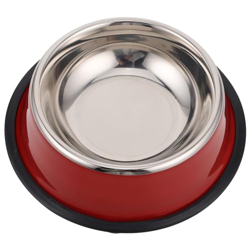 LOORGVEL Edelstahl Hundeschüssel Rot rutschfest Poliert Stabiler Futternapf für Katzen und Hunde Pflegeleicht und Kippsicher Modernes Design Haustier Futter und Wassernapf von LOORGVEL