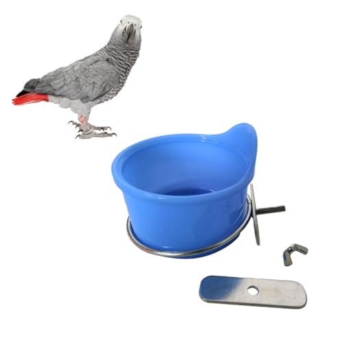 LOORGVEL Edelstahl Vogelfutternapf Blau Multifunktional Trink und Futterstation für Papageien Wellensittiche Käfigzubehör Einfach zu Reinigen Robust und Langlebig von LOORGVEL