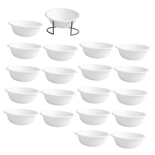 LOORGVEL Einweg Fressnäpfe für Kleine Hunde und Katzen Biologisch Abbaubare Papier Schalen mit Praktischem Schwarzem Ständer Leicht Hygienisch für Futter und Wasser von LOORGVEL