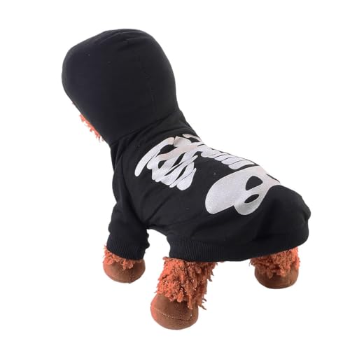 LOORGVEL Halloween Haustier Kostüm für Kleine Hunde und Katzen Leuchtendes Skelettmuster Atmungsaktive Baumwollkleidung Bequem und Sicher für Partys und Fotoshootings Maschinenwaschbar von LOORGVEL