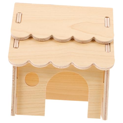 LOORGVEL Hamster Holzhaus Versteck mit Robustem Bissfestem Material Geräumiges Kleines Nagerhaus für Zwerghamster und Meerschweinchen als Schlaf Spielhöhle im Käfig von LOORGVEL