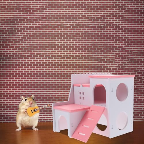 LOORGVEL Hamster Versteck Haus Kleintier Hütte Mehrkammernhaus Spielplatz Kuscheltunnel für Maus und Hamster Ruhiger Rückzugsort Stressreduktion von LOORGVEL