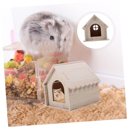 LOORGVEL Hamster Versteck aus Natürlichem Holz Geruchsfrei Sicher und Langlebig Kleines Nagetierhaus für Zwerghamster Meerschweinchen und Igel Spiel Rückzugsort im Käfig von LOORGVEL