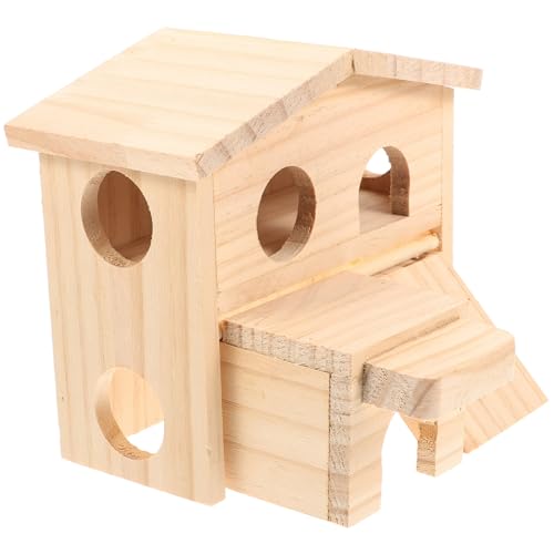 LOORGVEL Hamster Villa aus Hochwertigem Holz Zweistöckiges Chinchilla und Kleintier Haus Langlebiges Spiel und Schlafhaus für Hamster Kaninchen Meerschweinchen Sicher und Praktisch für von LOORGVEL