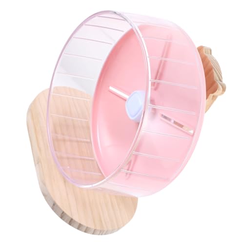 LOORGVEL Hamsterrad mit Stabilem Holzständer Superleises Laufrad für Hamster Zwerghamster Mäuse und Igel Geräuscharmes Kleintier für Käfig Pinkes Dekoratives Laufrad von LOORGVEL