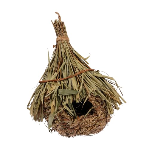 LOORGVEL Handgefertigtes Grass Nest Vogelhaus Hängend Natürliches Brutnest für Kleine Vögel Kanarien Papagei Lärche Gelbvogel Vogelzubehör Nachhaltiges Geflochtenes Nest von LOORGVEL
